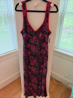 Free People Pink and Green Floral Maxi Dress